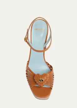 Valentino GaravaniVLogo Royal Heart Leather Platform Sandals