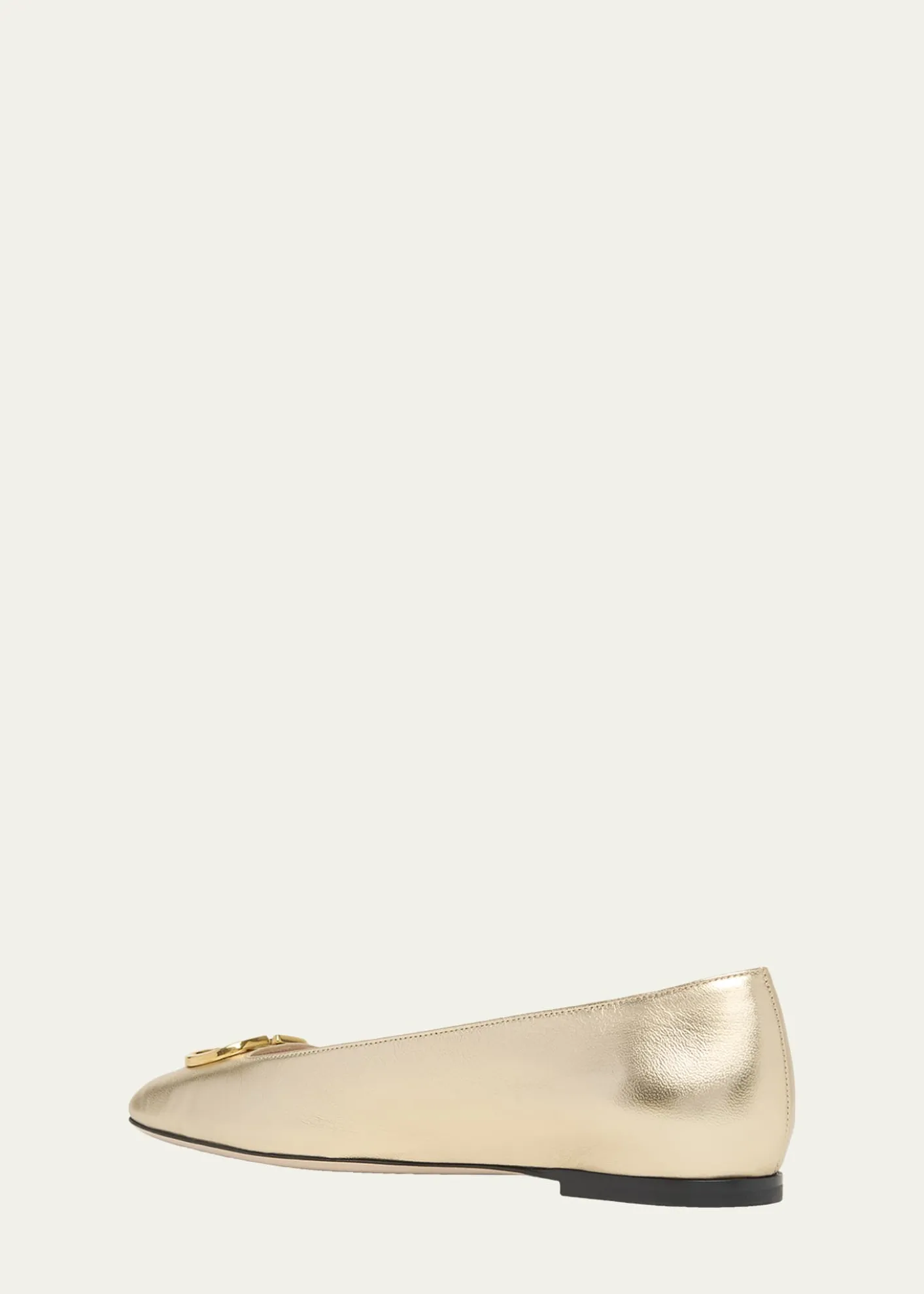 Valentino GaravaniVLogo Signature Metallic Leather Ballerina Flats