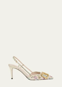 Valentino GaravaniVLogo Signature Sequined Beaded Slingback Pumps