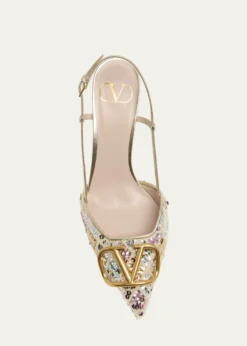 Valentino GaravaniVLogo Signature Sequined Beaded Slingback Pumps