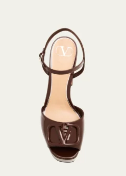 Valentino GaravaniVLogo Signature Patent Leather Platform Sandals