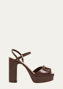 Valentino GaravaniVLogo Signature Patent Leather Platform Sandals
