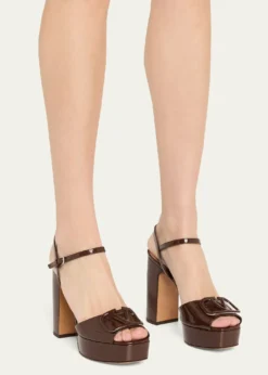 Valentino GaravaniVLogo Signature Patent Leather Platform Sandals