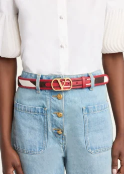 Valentino GaravaniVLogo Signature Calf Hair Leather Belt
