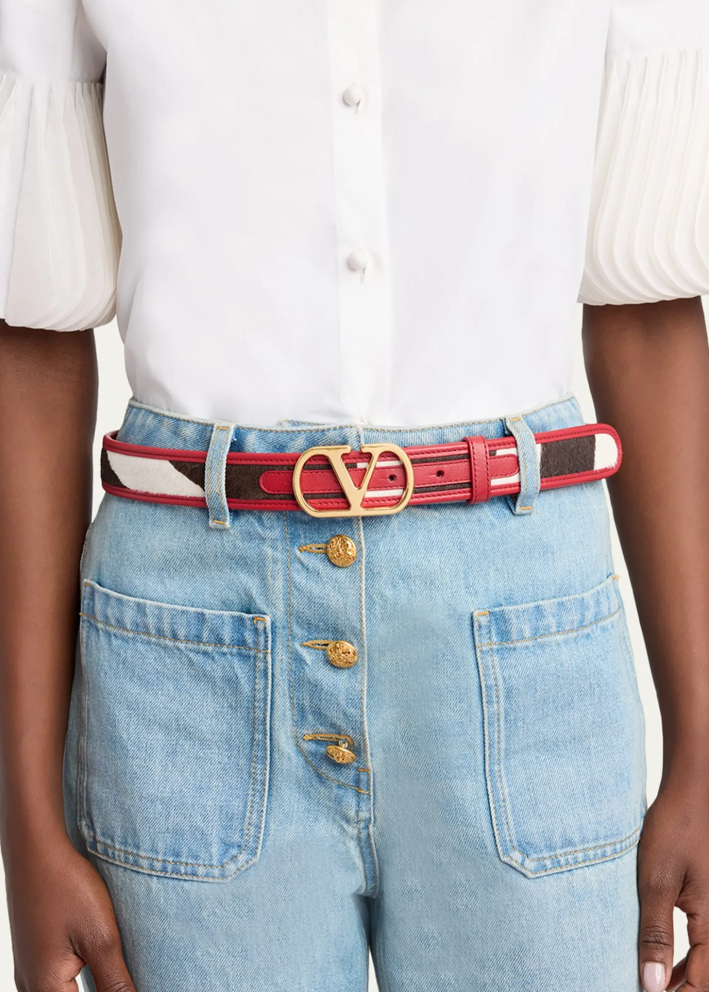 Valentino GaravaniVLogo Signature Calf Hair Leather Belt