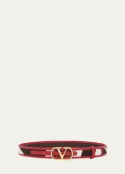Valentino GaravaniVLogo Signature Calf Hair Leather Belt