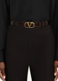 Valentino GaravaniVLogo Signature Crocodile Belt, 30mm