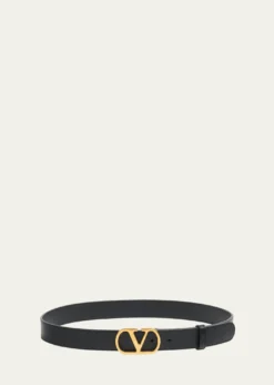 Valentino GaravaniVLogo Signature Leather Belt, 30mm