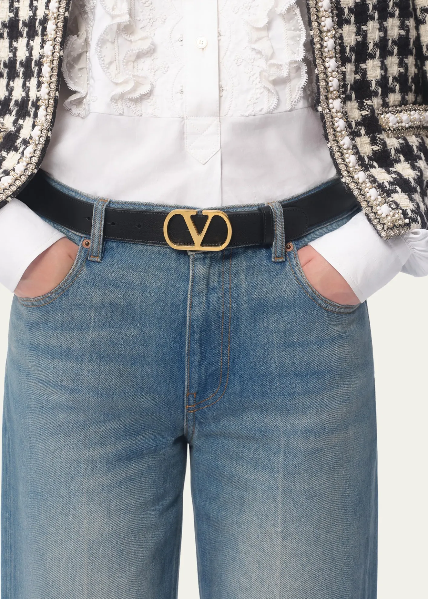 Valentino GaravaniVLogo Signature Leather Belt, 30mm