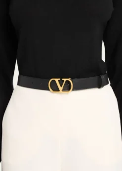 Valentino GaravaniVLogo Signature Leather Belt, 30mm