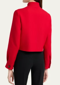 Valentino GaravaniV-Logo Wool-Silk Single-Breasted Peacoat
