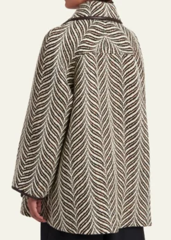 Valentino GaravaniWool Animal Jacquard Single-Breasted Coat