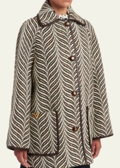 Valentino GaravaniWool Animal Jacquard Single-Breasted Coat