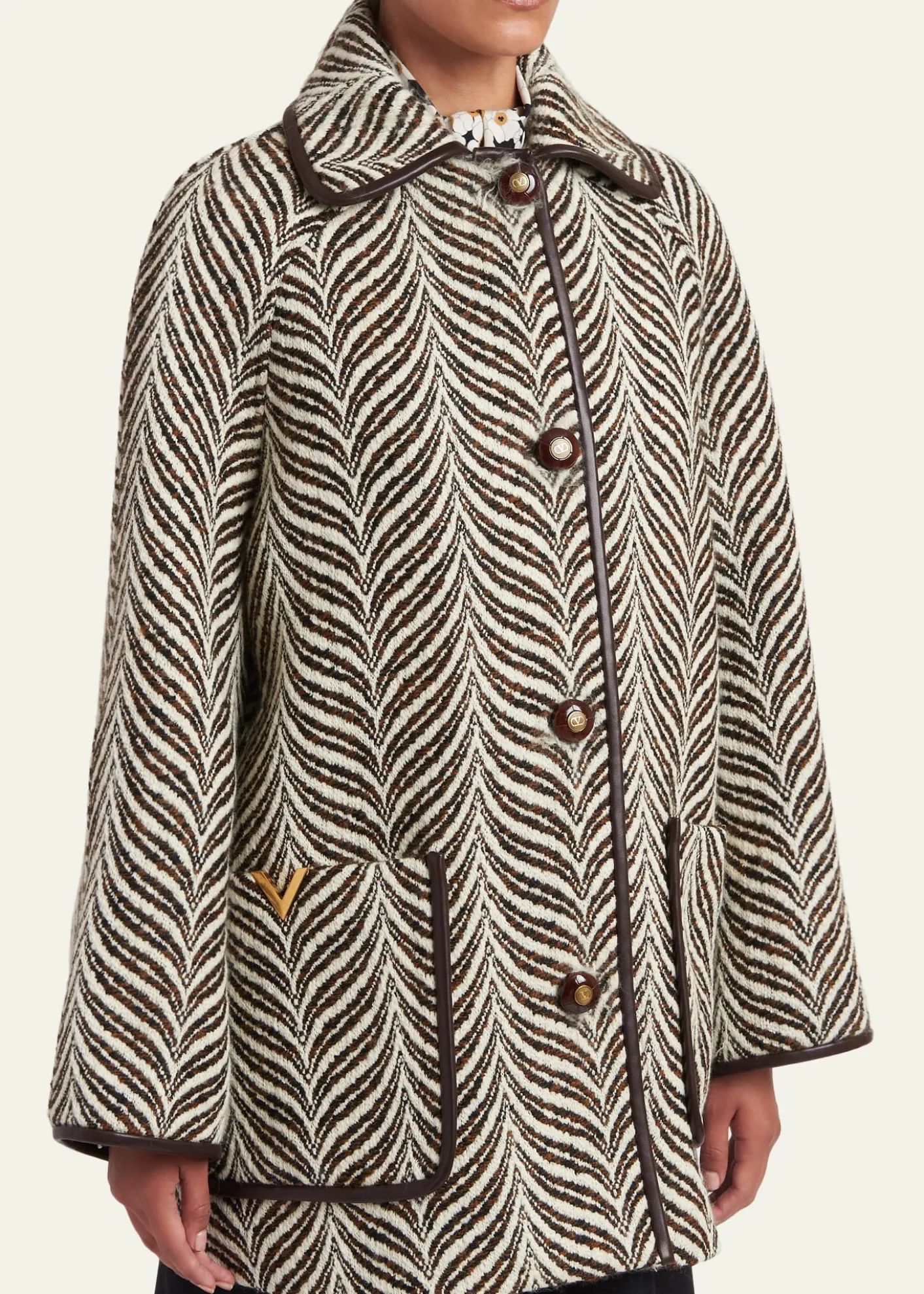 Valentino GaravaniWool Animal Jacquard Single-Breasted Coat