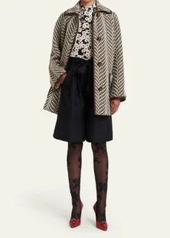 Valentino GaravaniWool Animal Jacquard Single-Breasted Coat