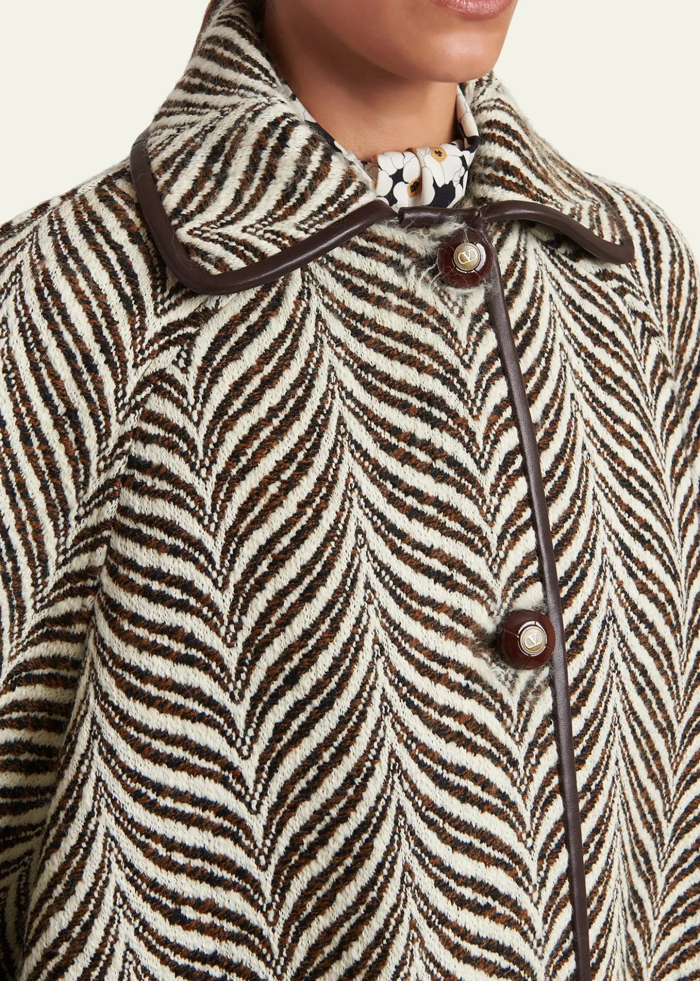 Valentino GaravaniWool Animal Jacquard Single-Breasted Coat