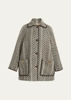 Valentino GaravaniWool Animal Jacquard Single-Breasted Coat