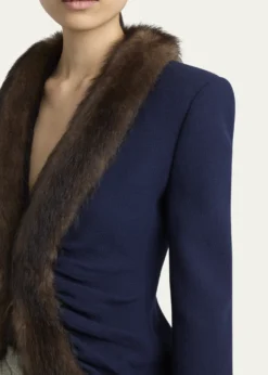 Valentino GaravaniWool Crepe Jacket with Shearling Trim