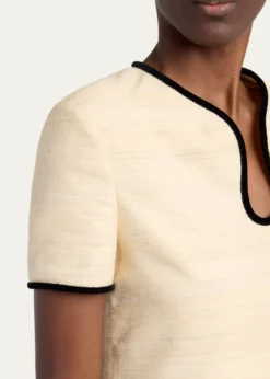 Valentino GaravaniWoven Silk Short-Sleeve Mini Dress