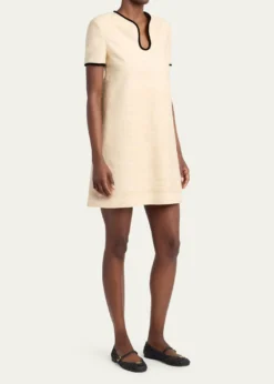 Valentino GaravaniWoven Silk Short-Sleeve Mini Dress