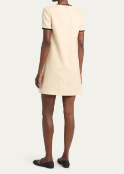 Valentino GaravaniWoven Silk Short-Sleeve Mini Dress