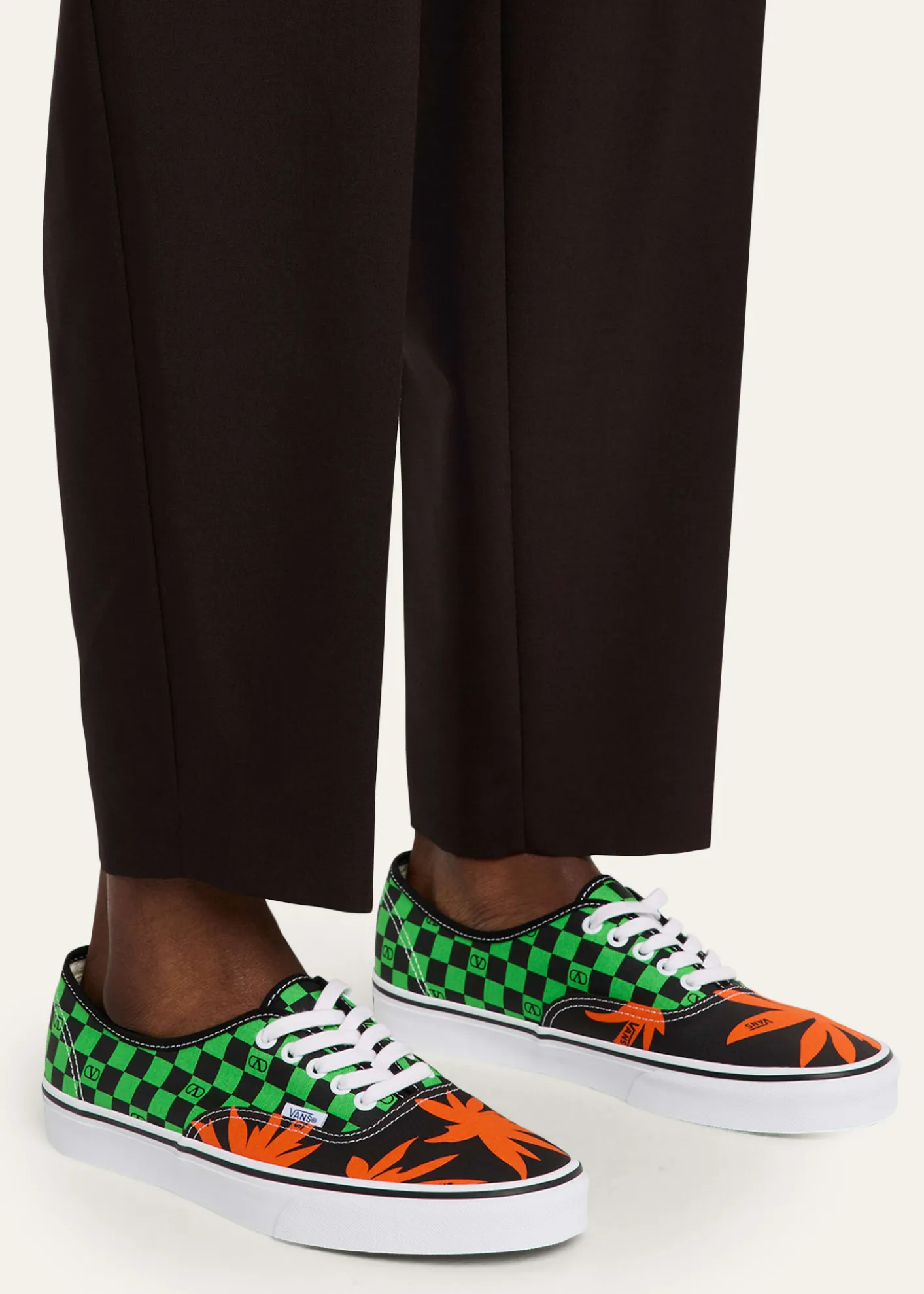 Valentino Garavanix Vans Men's Tess St VLogo Tropical Canvas Low-Top Sneakers