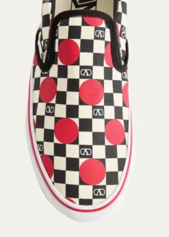 Valentino Garavanix Vans Men's Big Dots & VLogo Checkerboard Classic Slip-On Sneakers