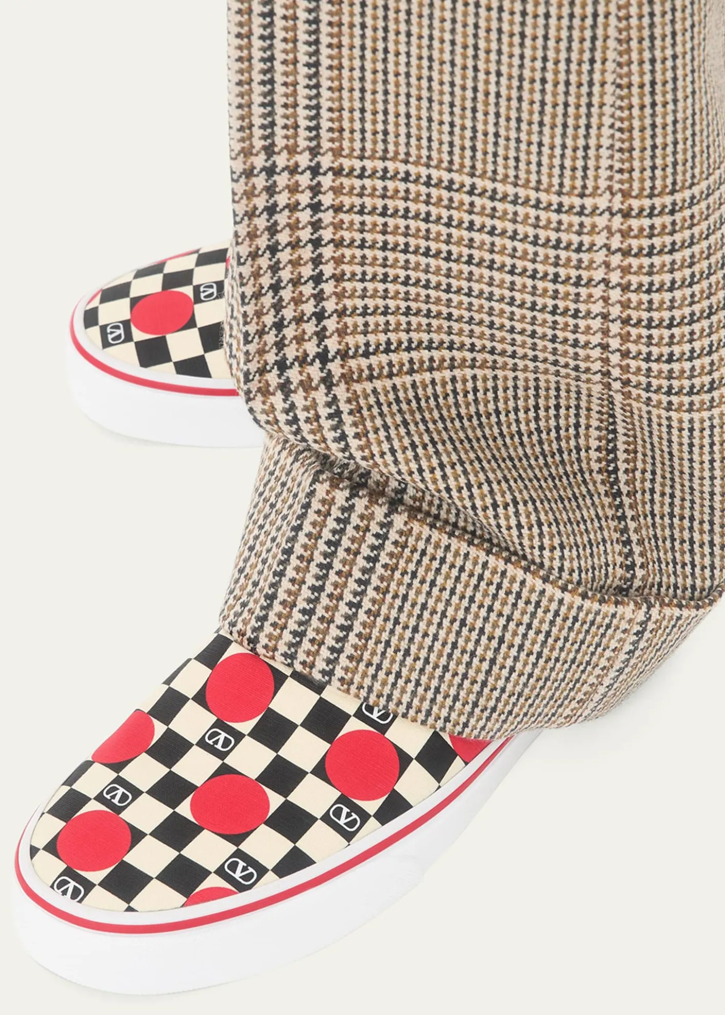 Valentino Garavanix Vans Men's Big Dots & VLogo Checkerboard Classic Slip-On Sneakers
