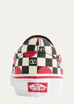 Valentino Garavanix Vans Men's Big Dots & VLogo Checkerboard Classic Slip-On Sneakers