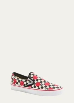 Valentino Garavanix Vans Men's Big Dots & VLogo Checkerboard Classic Slip-On Sneakers