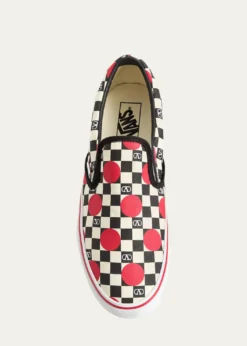 Valentino Garavanix Vans Men's Big Dots & VLogo Checkerboard Classic Slip-On Sneakers