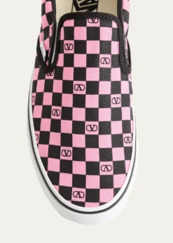 Valentino Garavanix Vans Men's VLogo Checkerboard Classic Slip-On Sneakers