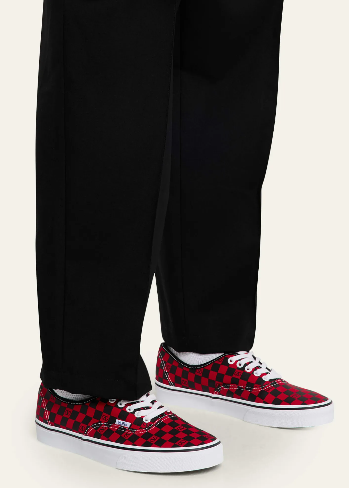 Valentino Garavanix Vans Men's Tess St VLogo Check Canvas Low-Top Sneakers