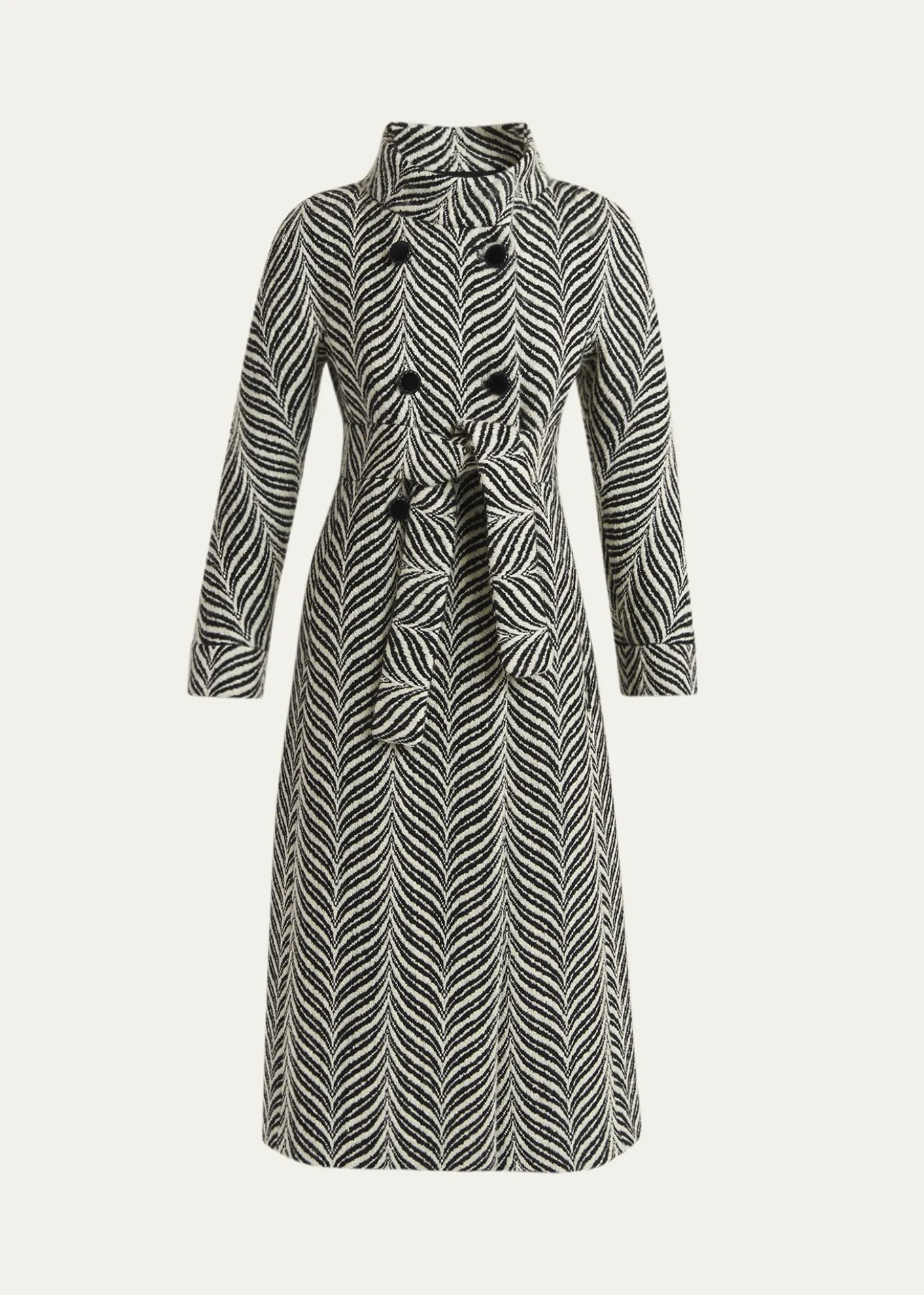 Valentino GaravaniZigzag Double-Breasted Belted Long Coat