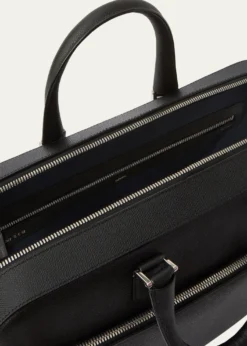 ValextraMen's Avietta Top-Handle Calfskin Briefcase with Zip Pocket