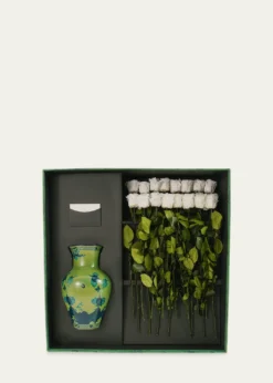 Venus ET Fleurx Ginori 1735 Eternity Roses in Ming Porcelain Vase, 20" Tall