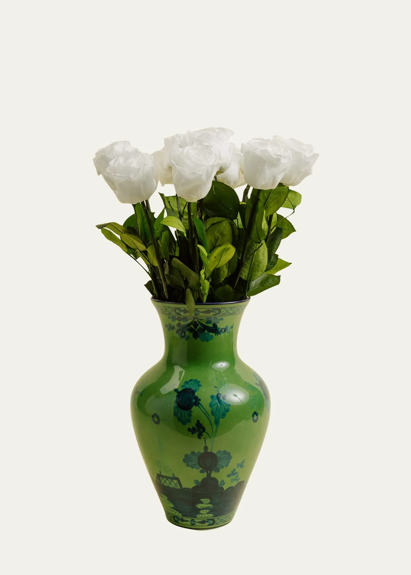 Venus ET Fleurx Ginori 1735 Eternity Roses in Ming Porcelain Vase, 20" Tall