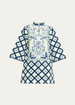 VerandahPalm Azulejos Mini Kaftan Dress