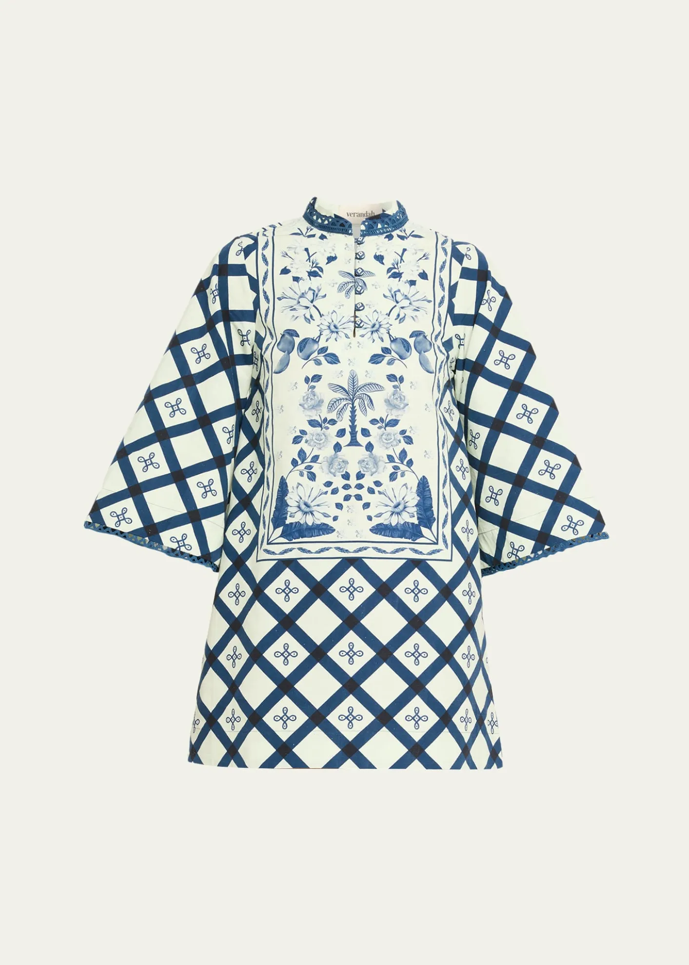 VerandahPalm Azulejos Mini Kaftan Dress