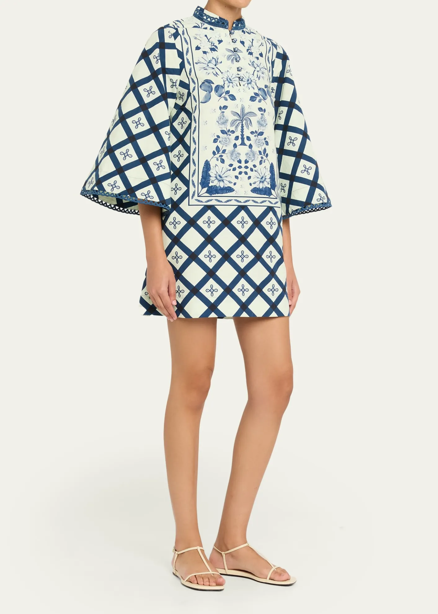 VerandahPalm Azulejos Mini Kaftan Dress