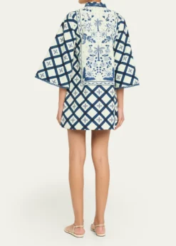 VerandahPalm Azulejos Mini Kaftan Dress
