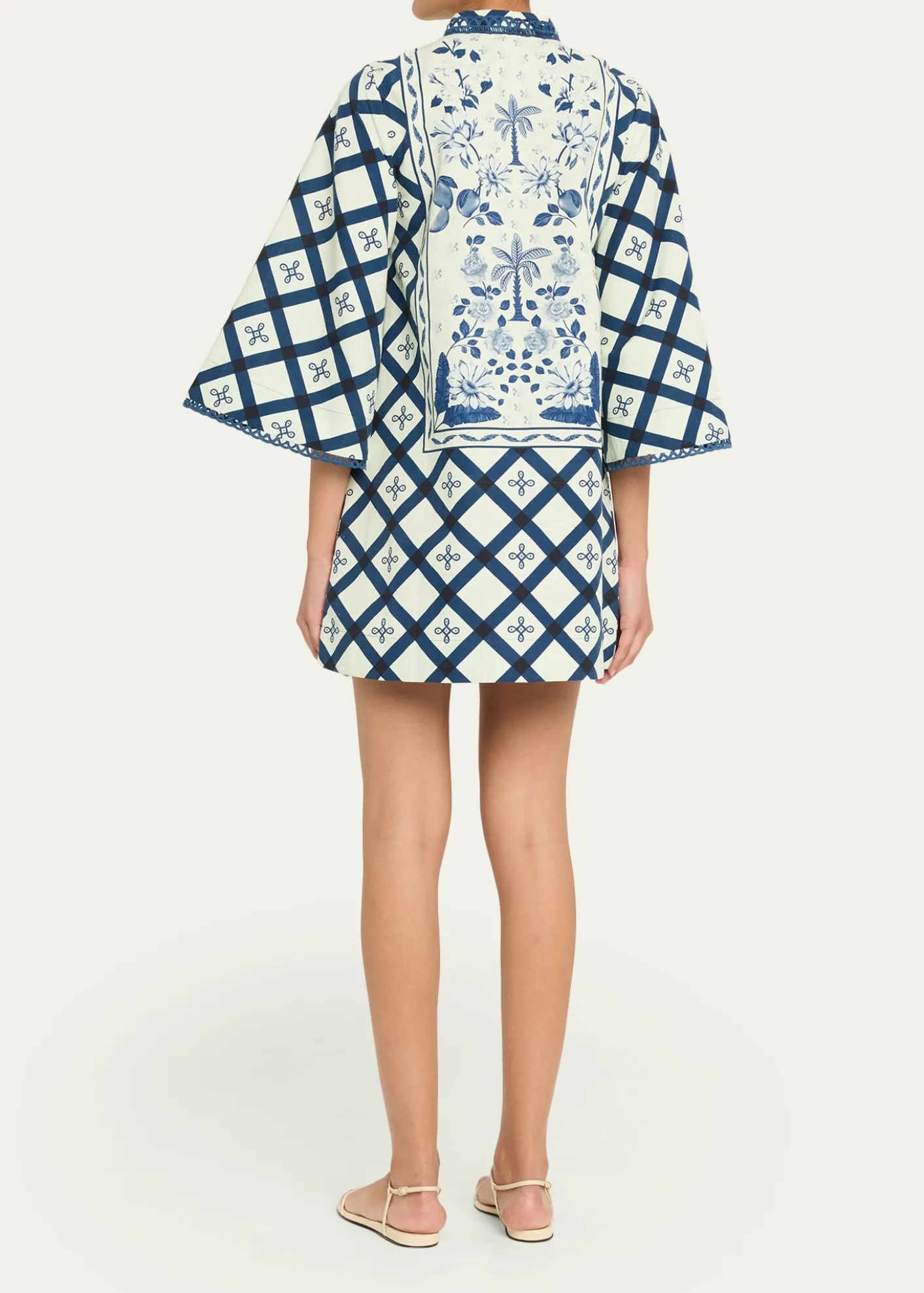 VerandahPalm Azulejos Mini Kaftan Dress