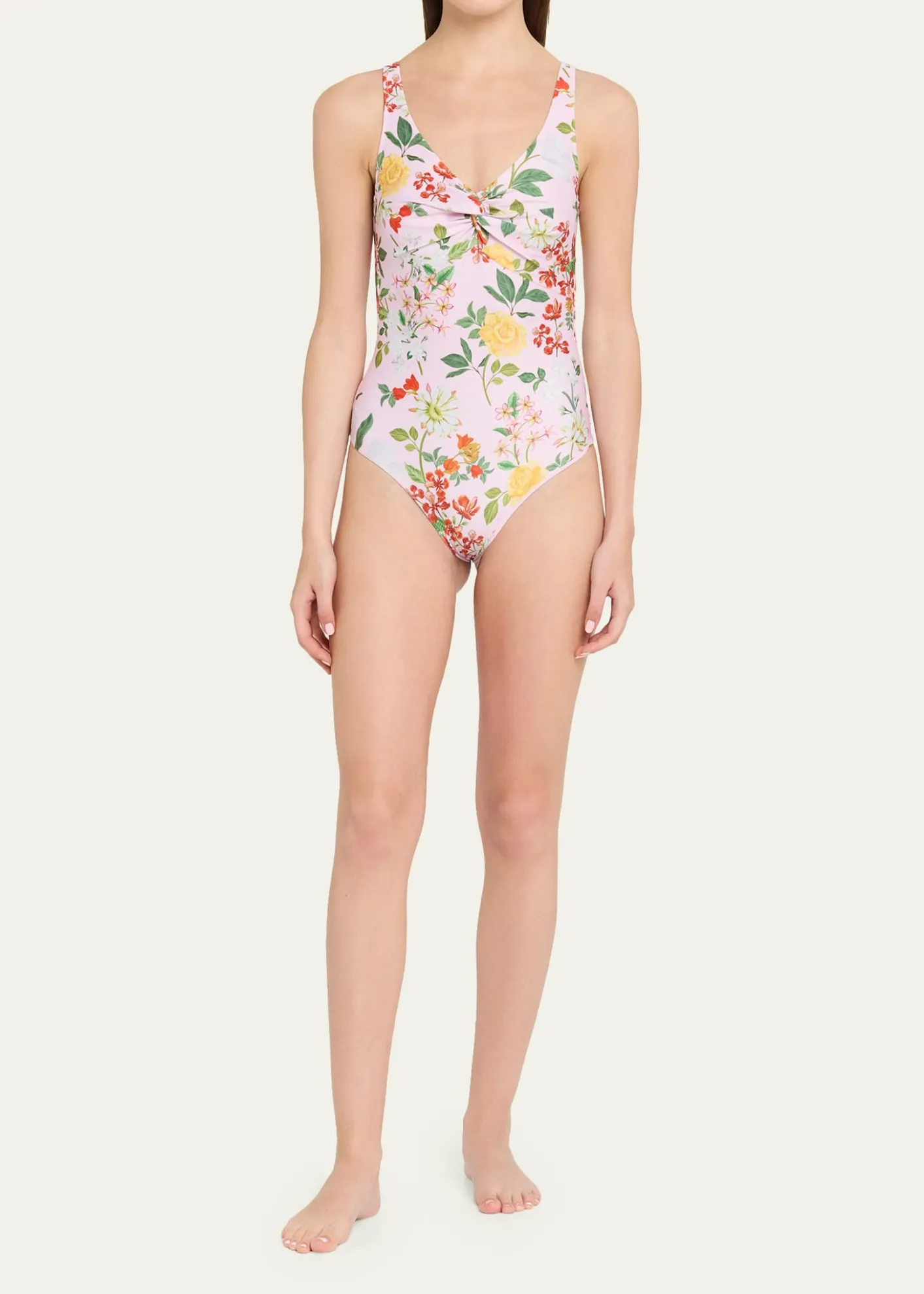 VerandahTwisted Drape Floral One-Piece Swimsuit