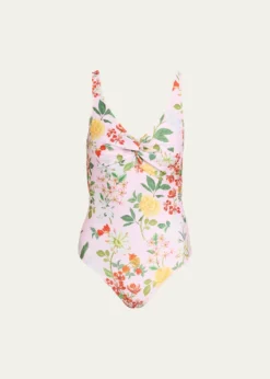 VerandahTwisted Drape Floral One-Piece Swimsuit