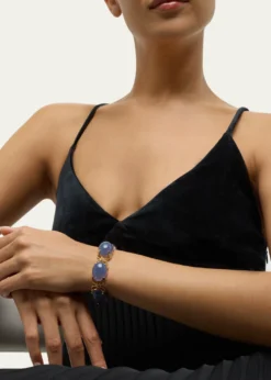 Verdura18K Gold Rope and Blue Chalcedony Pebble Bracelet