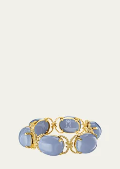 Verdura18K Gold Rope and Blue Chalcedony Pebble Bracelet
