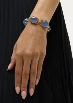 Verdura18K Gold Rope and Blue Chalcedony Pebble Bracelet