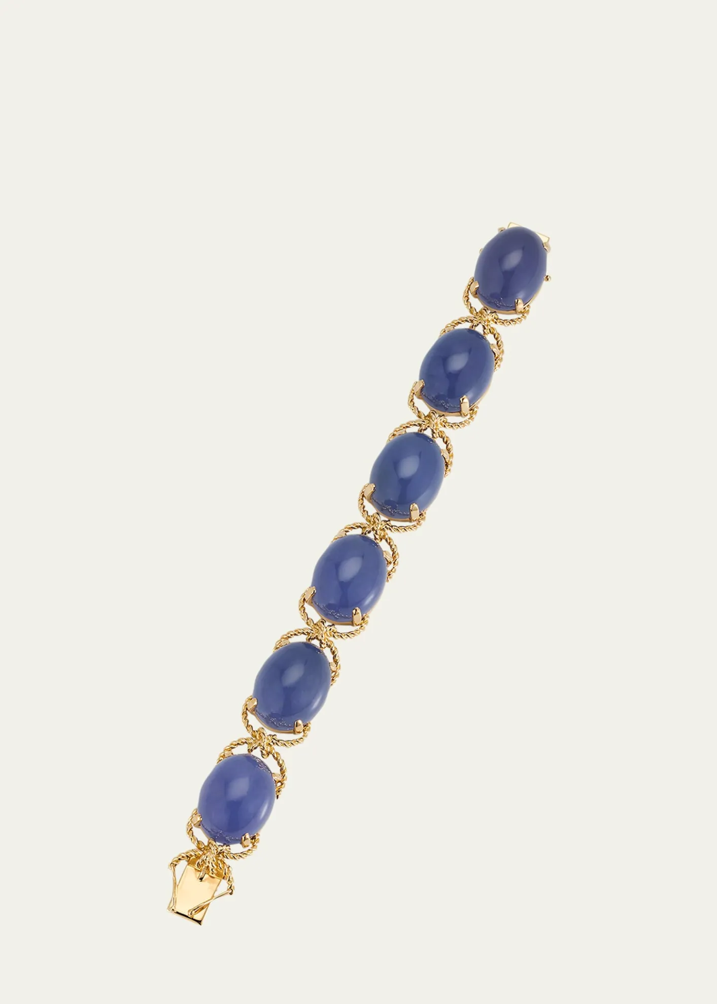 Verdura18K Gold Rope and Blue Chalcedony Pebble Bracelet