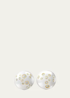 Verdura18K Yellow Gold Constellation Dome Earrings, White
