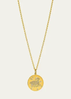Verdura18K Yellow Gold Diamond Zodiac Necklace, Aries